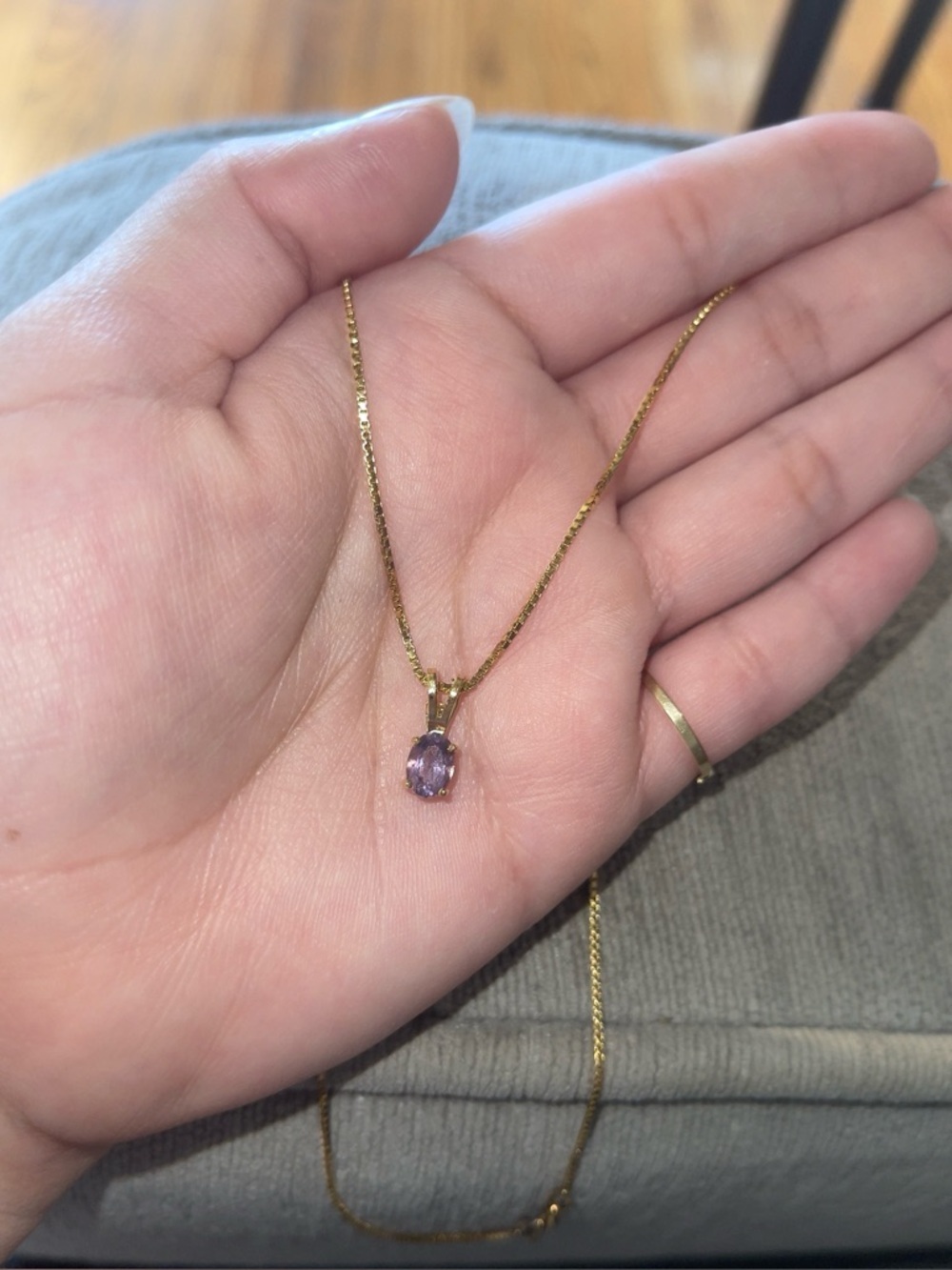 Amethyst sterling silver 925 gold plated chain necklace